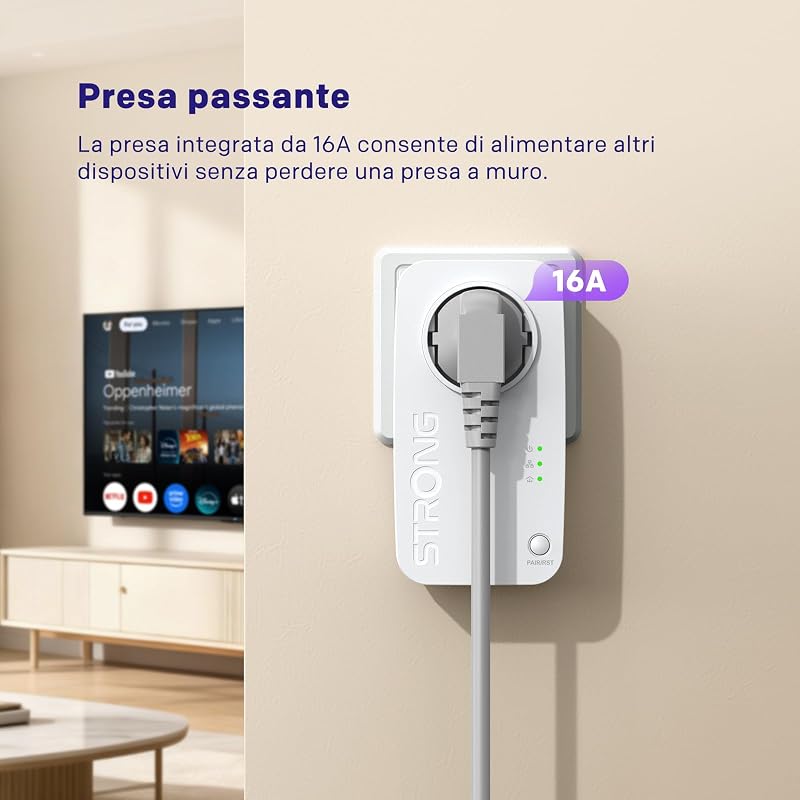 AV600 Kit Powerline con Presa Integrata, LAN 100 Mbps, Kit da 2