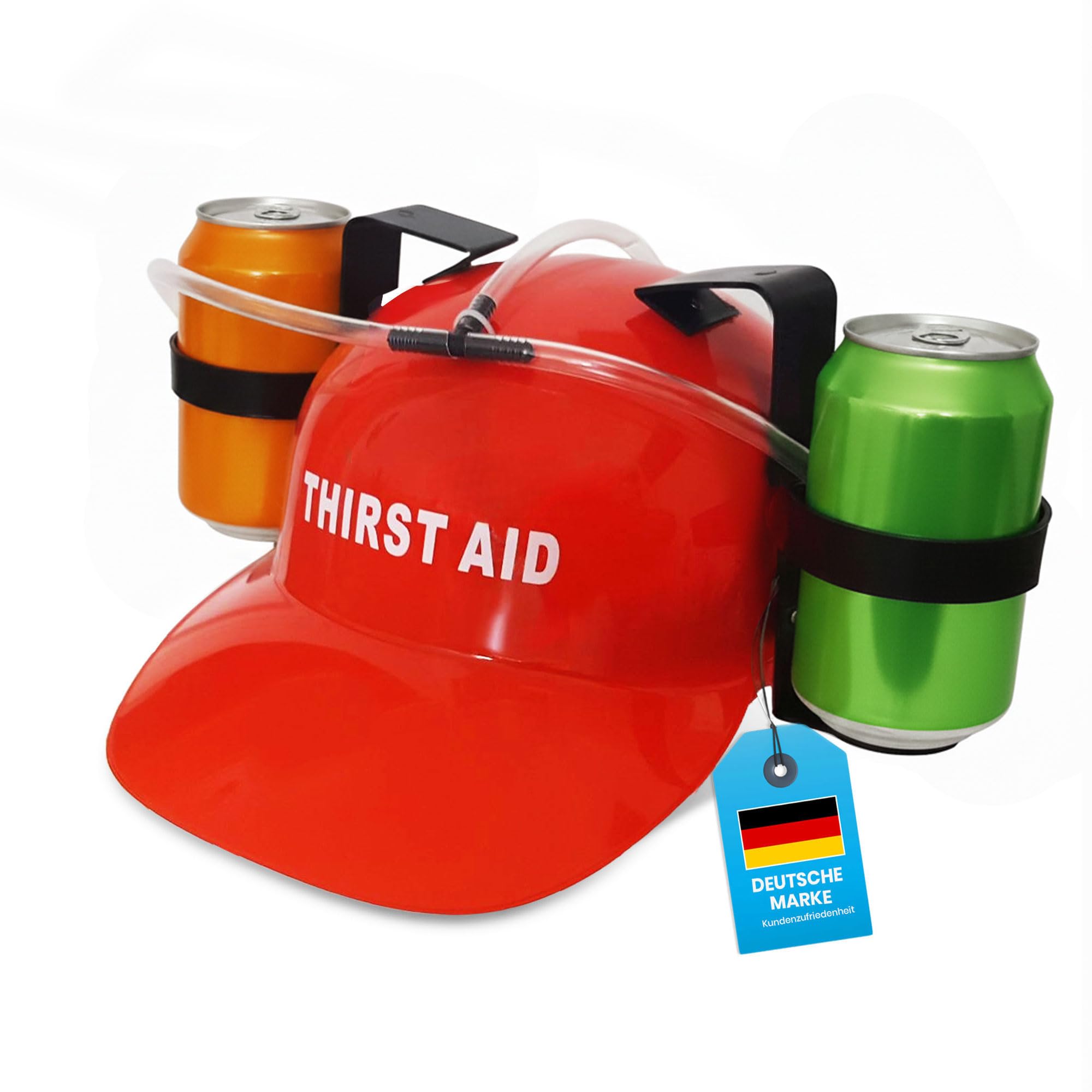 GOODS+GADGETS Drinking Helmet Drinks Helmet; Construction Worker Helmet with Drinking System Drink Holder; Party Accessory with Can Holder Gadget Joke Item