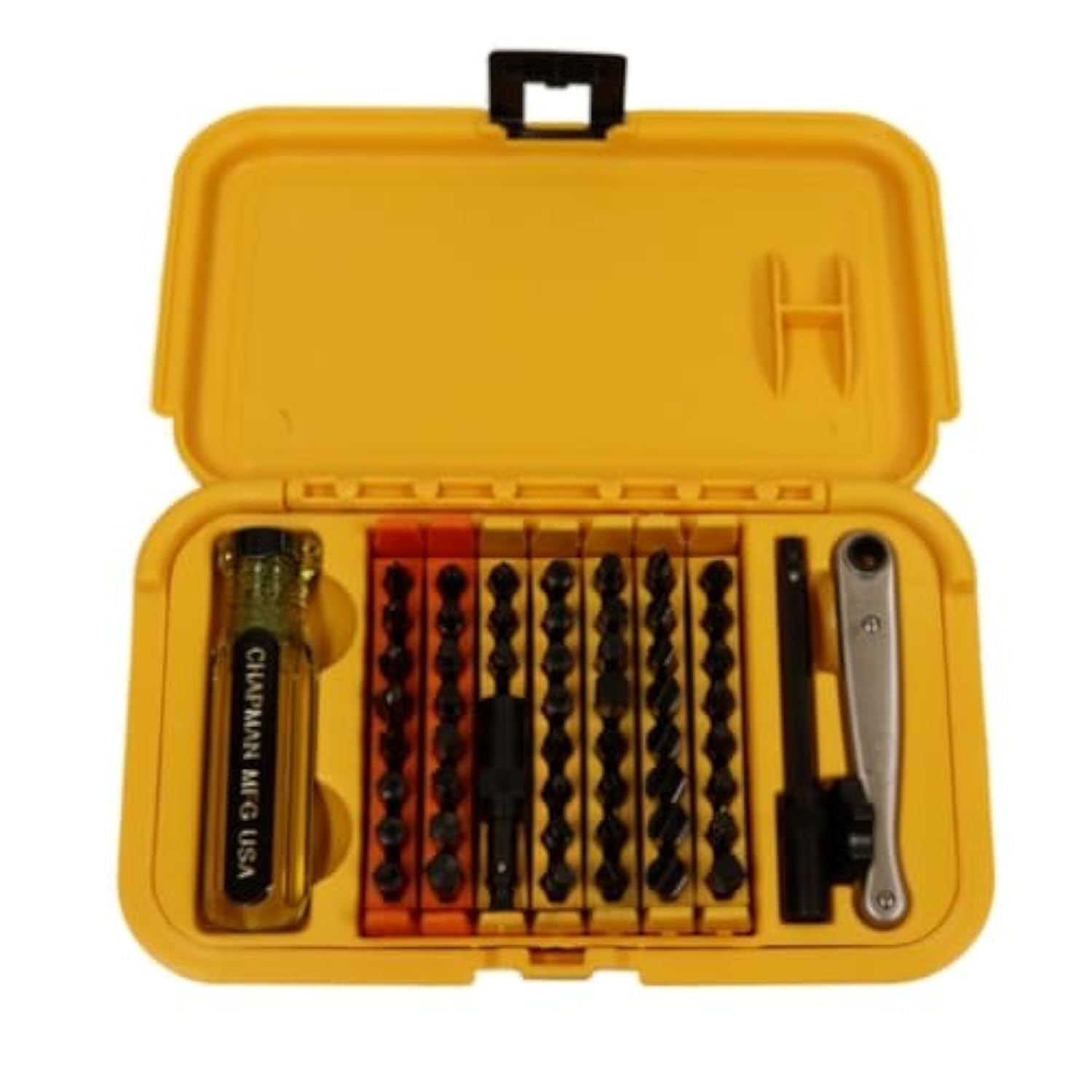 Chapman MFG 5575 Master Screwdriver Set - Includes Phillips, Metric, Slotted, SAE & Metric Hex Bits, Star Bits (for Torx Screws) - Complete Set Offers 51 USA Made Insert Bits & 300+ Combinations