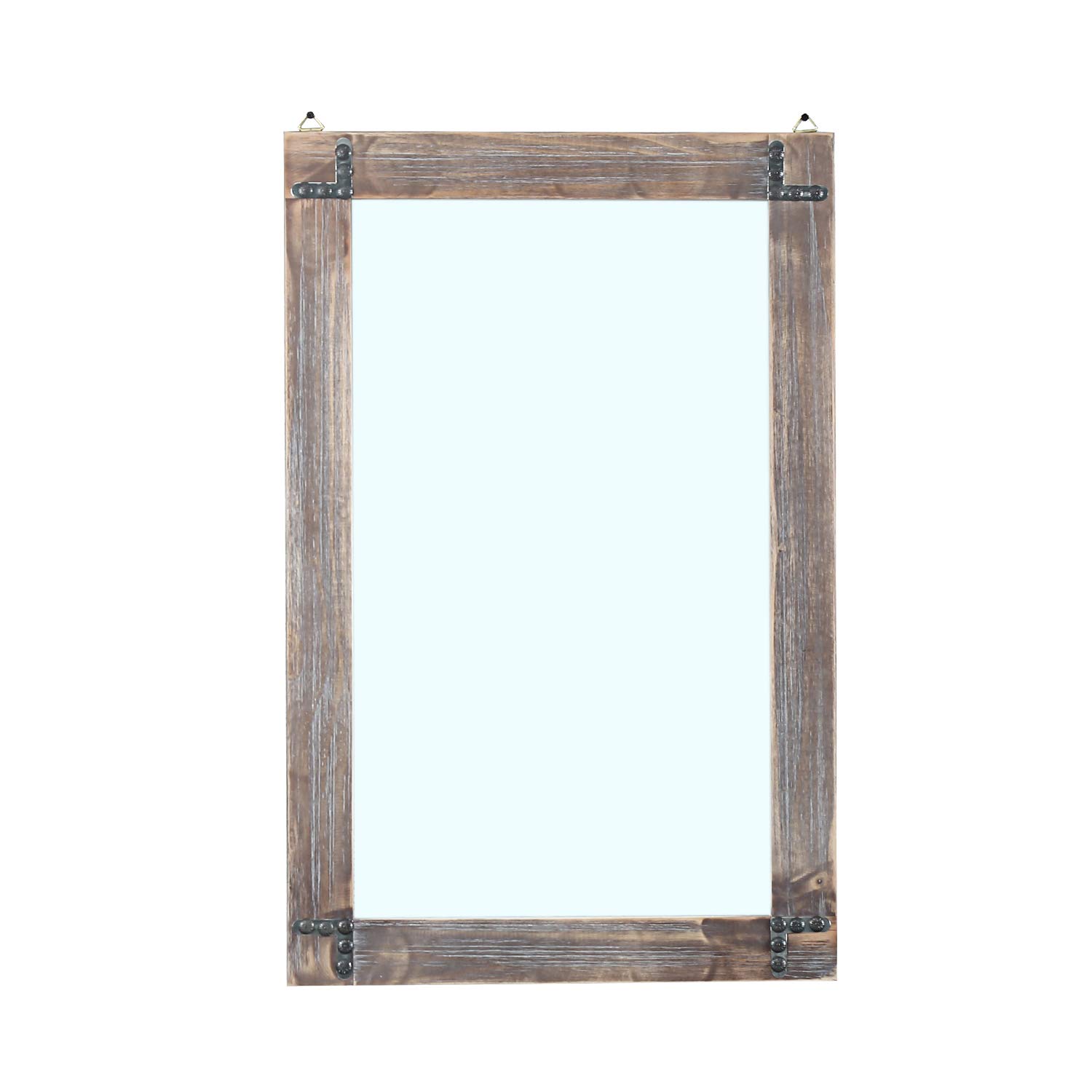MBQQ Rustic Flat Wood Frame Hanging Wall Mirror Decorative Bathroom Mirrors for Wall Vanity Mirror Makeup Mirror,24" x 36"