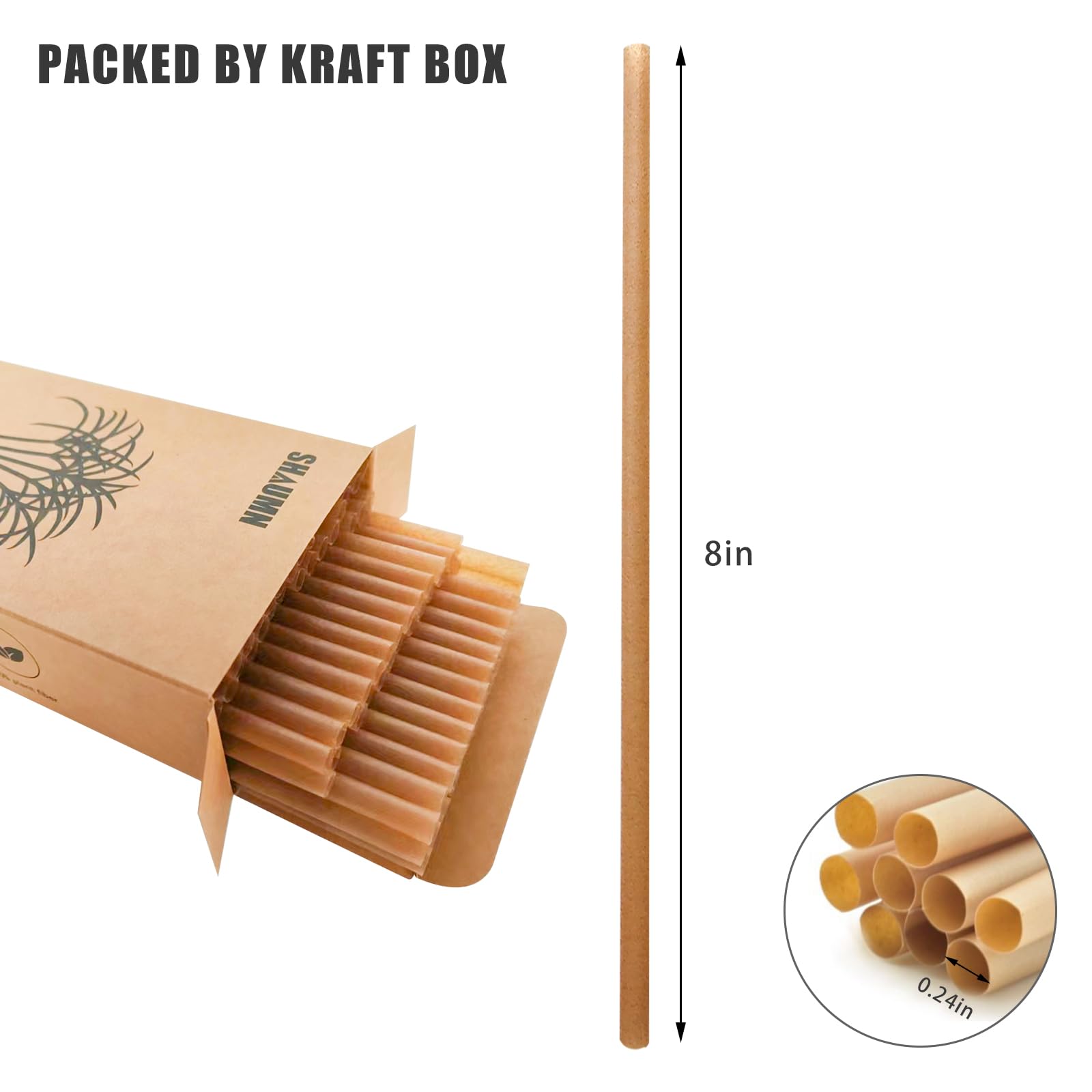 100pcs Sugarcane Straws 8 Inch Sturdy Biodegradable Drinking Straws Plastic Free Eco-Friendly Compostable Smoothie Straws for Home Restaurant Beach Parties Not Foggy - Image 2