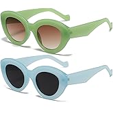 AIEYEZO Oversized Cat Eye Sunglasses for Women Cute Oval Thick Frame Cateye Sun Glasses Chic Retro Style Shades