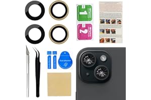 Phoupair Original OEM Back Rear Camera Glass Lens Replacement for iPhone 15 and iPhone 15 Plus with Adhesive Preinstalled and Repair Tools Set