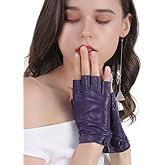 GSG Women Fingerless Leather Gloves - Driving Motorcycle Biker Gloves - Unlined Half Finger
