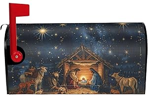 Dujiea Vintage Christmas Nativity Jesus Mailbox Cover Mailbox Wraps, Waterproof Mailbox Covers Magnetic Post Box Cover Large Size 25.5"(L) x 21"(W) Garden Yard Outside Farmhouse Home Decor