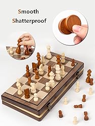 Chess Set 15'' Chess Board Wooden Magnetic Folding