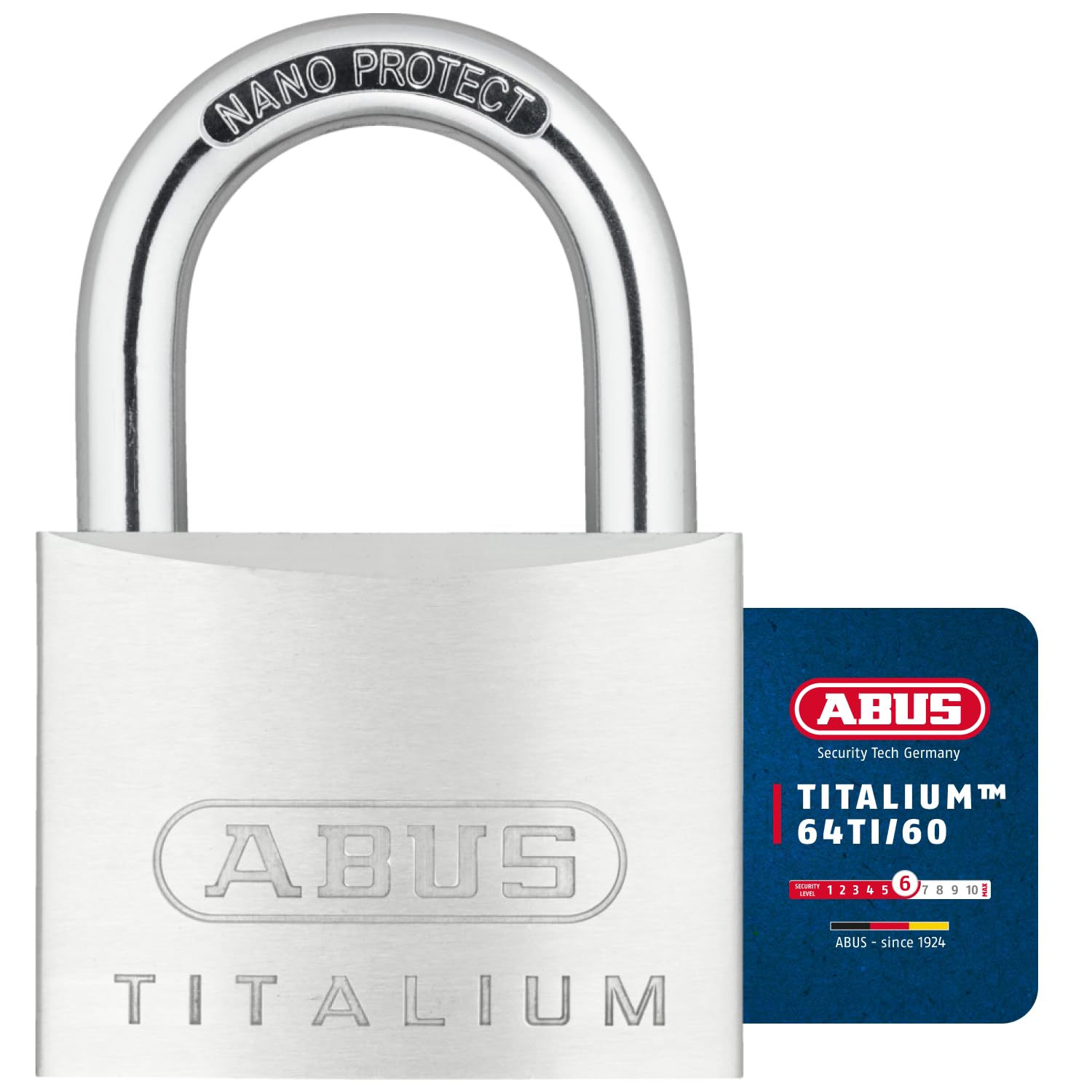 ABUS Padlock Titalium 64TI/60 gl.-6607 - keyed Alike - Basement Lock with Lock Body Made of Special Aluminium - Hardened Steel Shackle - ABUS Security Level 6