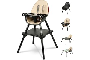 Gofirst 6 in 1 Baby High Chair,Convertible High Chairs for Babies and Toddlers/Booster Seat/Table and Chair Set,Baby Feeding Chair/5-Point Harness,4-Position Removable Tray&PU Cushion Baby Highchair