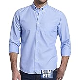 UNTUCKit Hillside - Untucked Shirt for Men, Solid Blue, 100% Cotton, Tall Slim Fit