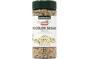 Badia Organic Tri-Color Sesame Seeds 5 oz – Black, White & Toasted Sesame Seed Blend – Rich Nutty Flavor & Crunchy Texture