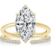 RODIFFY 3.5CT Marquise Cut Engagement Ring Set, S925 Silver Bridal Ring Set with Open Wedding band