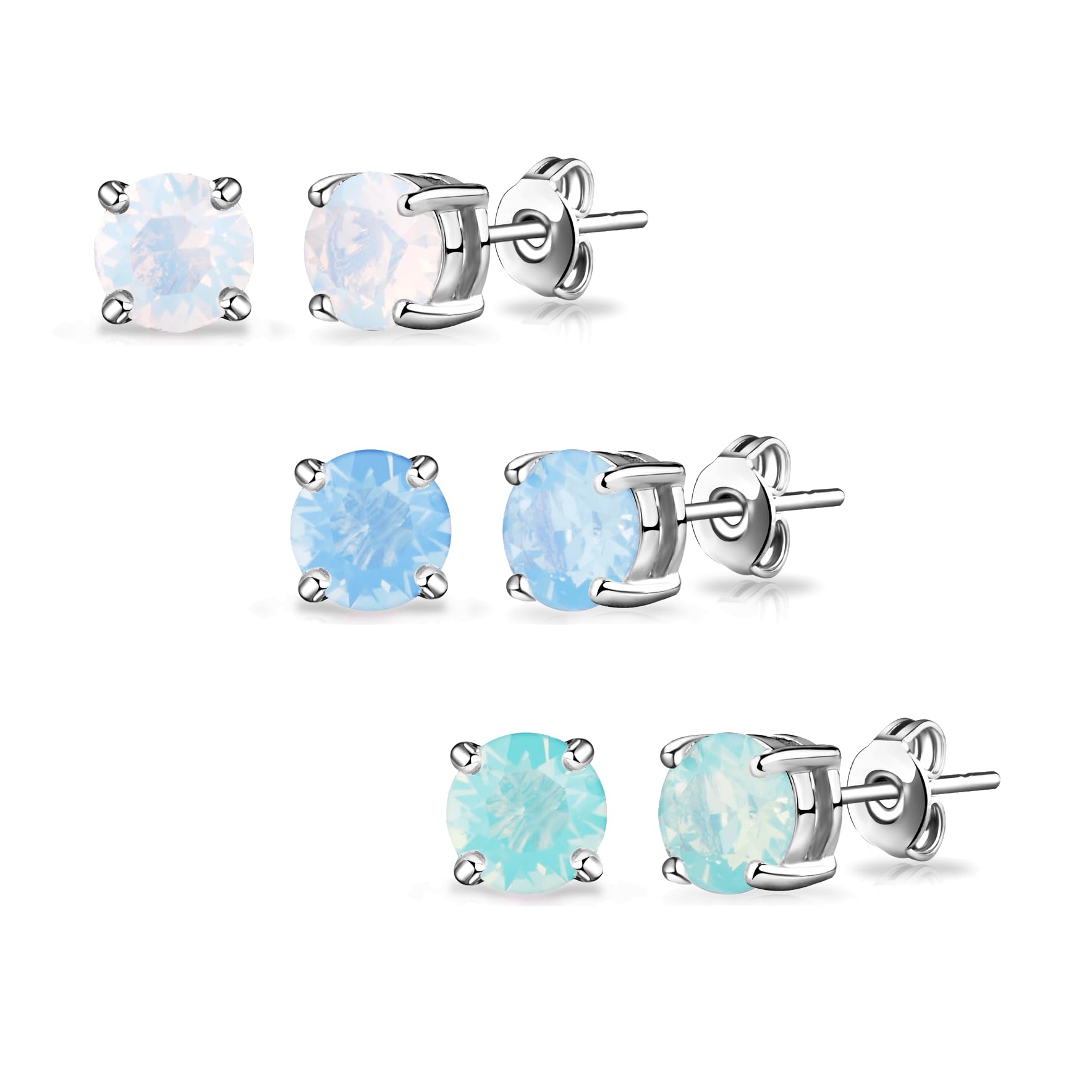 Philip Jones Pack of Three Opal Earrings Created with Zircondia® Crystals