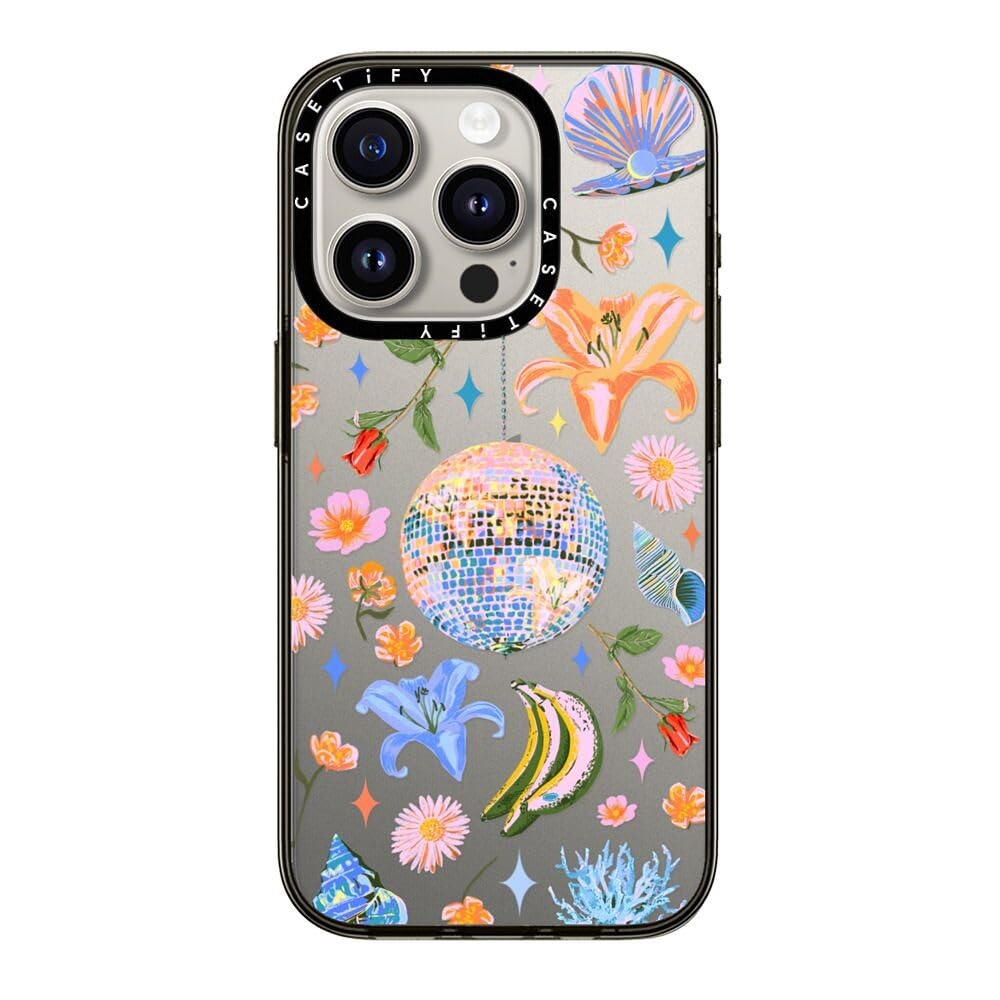 CASETiFY Compact Case for iPhone 15 Pro [2X Military Grade Drop Tested / 4ft Drop Protection] - Disco Magic - Clear Black — image 1