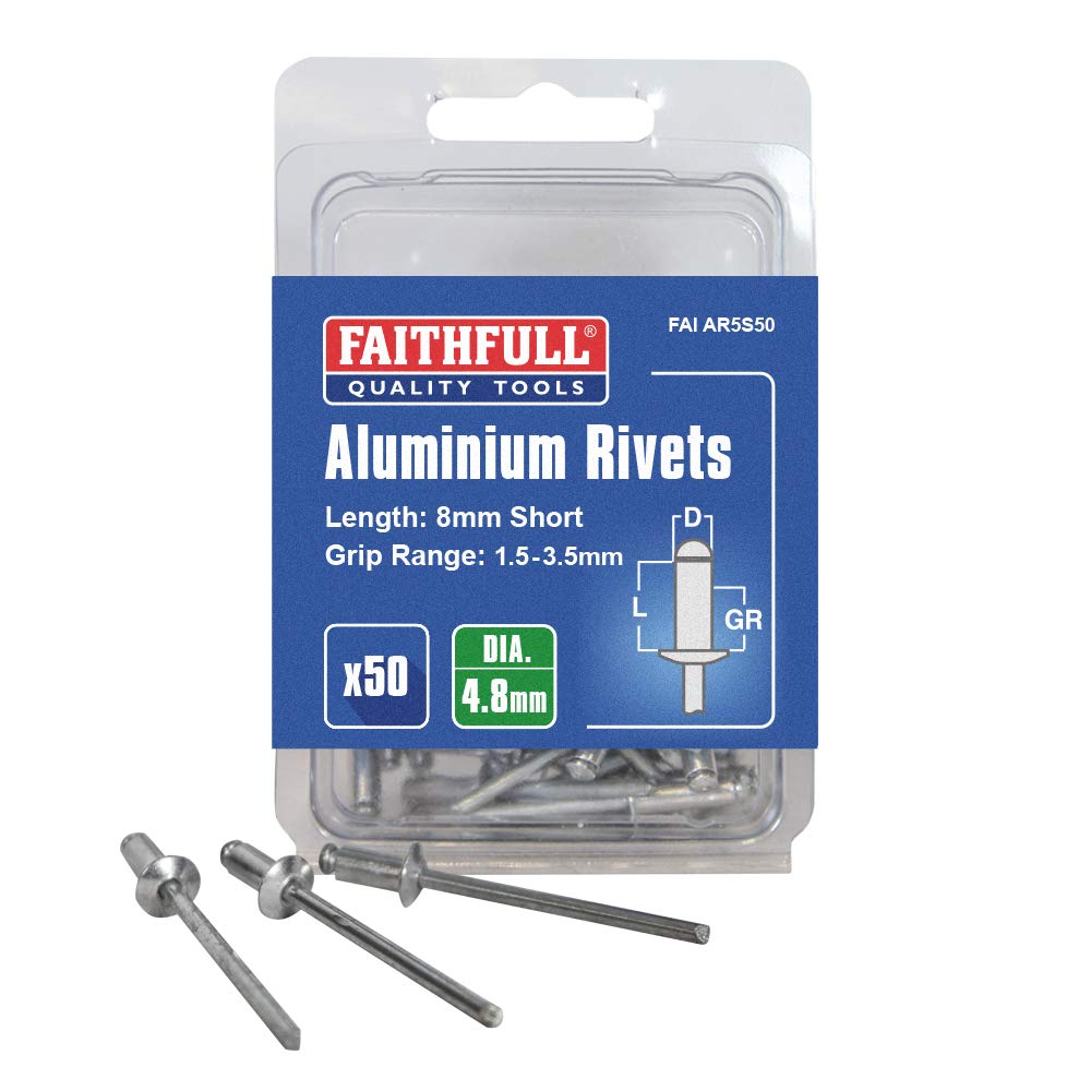 Faithfull FAIAR5S50 Aluminium Rivets 5mm Short (50)