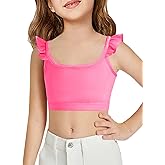 Haloumoning Girls Training Bra Kids Cute Ruffle Sports Bra Workout Yoga Bra Comfort Dance Crop Top