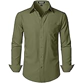 JEMITOP Men's Stretch Regular Fit Long Sleeve Dress Shirts Lightweight Business Casual Button Down Shirts with Pocket