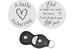 ShiQiao Spl Pocket Hug Token Keychain Gift Dad Fathers Day Birthday gifts from Daughter Dad Daddy Father Christmas Presents for Men with PU Leather Keychains