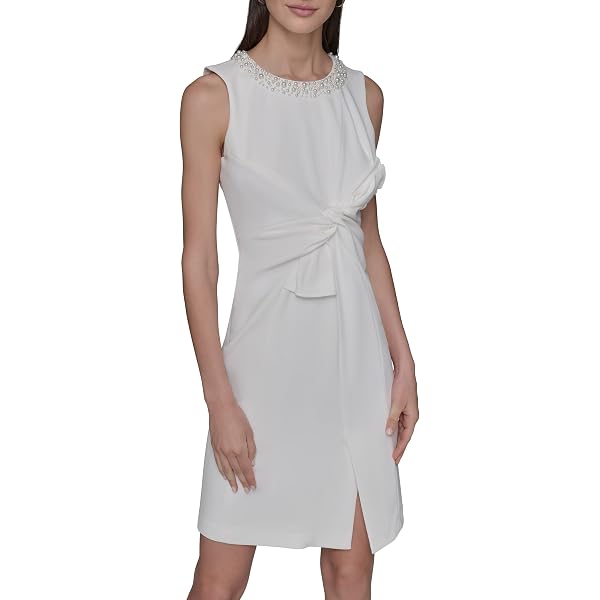 KARL LAGERFELD Paris Women's Linen Fit and Flare Dress, Navy, 2 at Amazon  Women's Clothing store