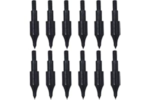 LeeMui 100/125/150 Grains Archery Field Points,Archery Practice Hunting Arrow Tip for Recurve, Compound Bow Crossbow, Screw-in arrowheads (Black-100grain19/64)