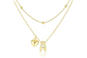 adoyi Christmas Gift Ideas for Women Hers Dainty 14K Gold Plated Heart Initial Necklaces Layered Letter A-Z Pendant Necklace Stack Jewelry Birthday Gifts for Her Mom and Wife