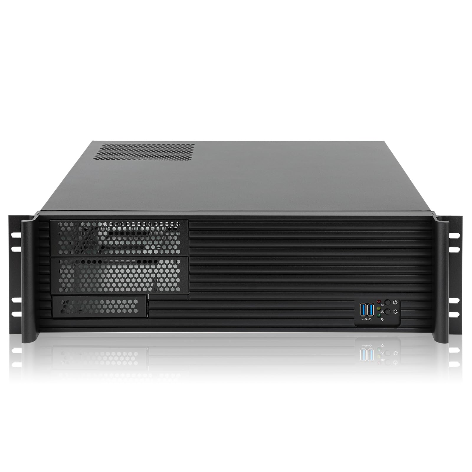 rackchoice ATX/Micro ATX Mini-ITX 3U Rackmount Server Chassis 2x5.25” + 5x3.5” Bays, ATX PSU Support, Top or Side Cooling Both OK