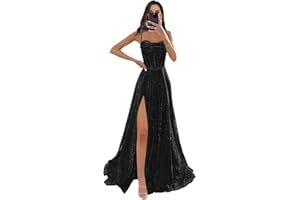 Boey Frek Sparkly Tulle Prom Dress Long Ball Gown Sequin Corset Formal Evening Gown with Slit for Women 2025