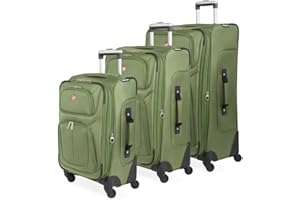 SwissGear Sion Softside Expandable Luggage with Spinner Wheels, Evergreen, 3-Piece Set (21/25/29)