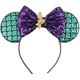 CLGIFT Ariel Little Mermaid Minnie Ears,Pick your color, Iridescent Minnie Ears, Silver gold blue minnie ears, Rainbow Sparkl