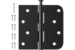 Luxbaro 3 Pack Black Door Hinges 4 Inch, Exterior Door Hinges with Square & 5/8" Radius, Removable Pin, Perfect for Heavy-Duty Front & Back Door, Antirust & No Squeaks