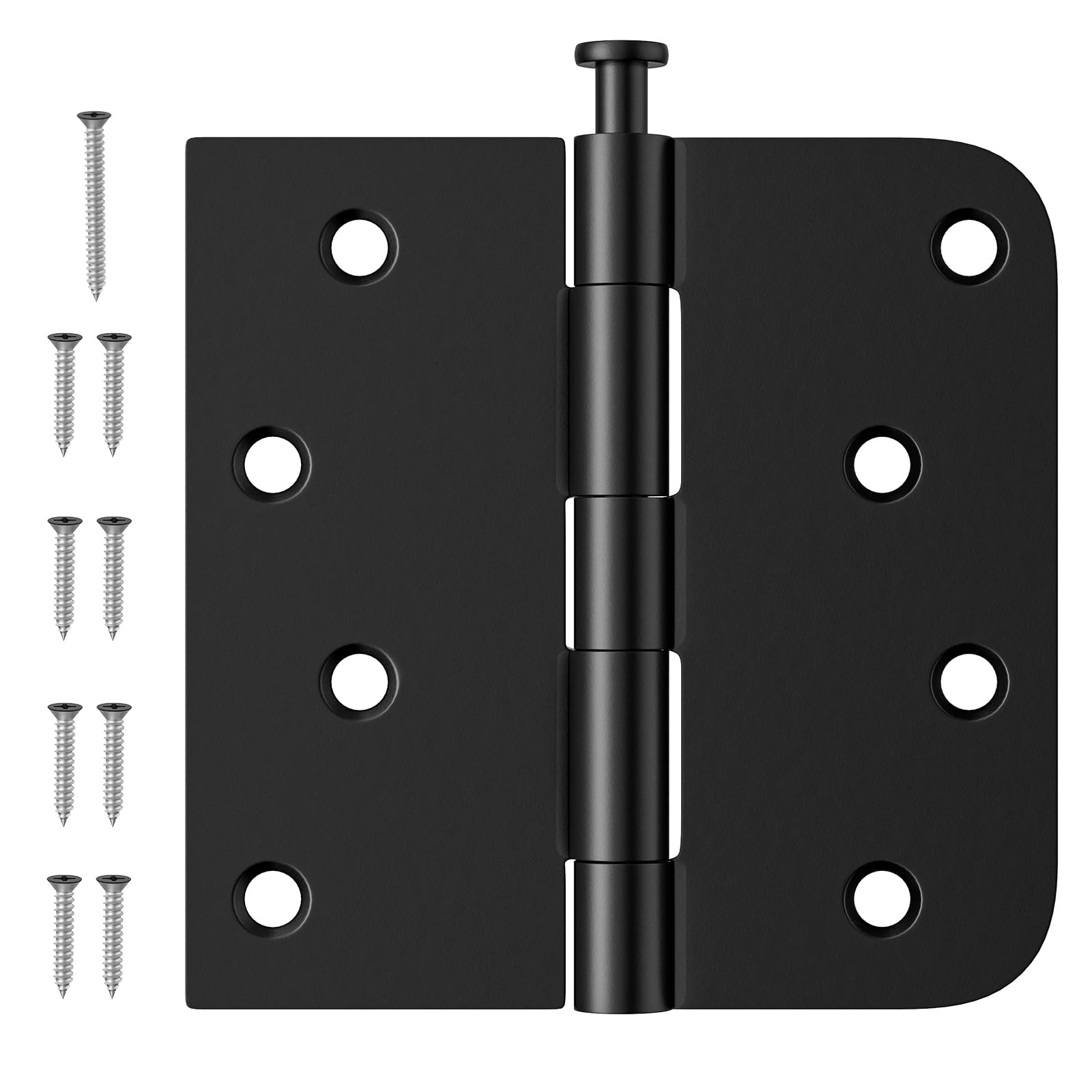 Photo 1 of Luxbaro 3 Pack Black Door Hinges 4 Inch, Exterior Door Hinges with Square & 5/8" Radius, Removable Pin, Perfect for Heavy-Duty Front & Back Door, Antirust & No Squeaks