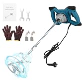 Cement Mixer 2300W, Handheld Electric Concrete Mixer with 6 Adjustable Speed, 110V Portable Mud Mixer Paint Mixer for Motar Grout Plaster Thinset Fodder Stirring Tool (Blue)