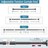 WELDUN Extendable Shower Curtain Rod 48-118cm No Drill Telescopic Pole Black view 4