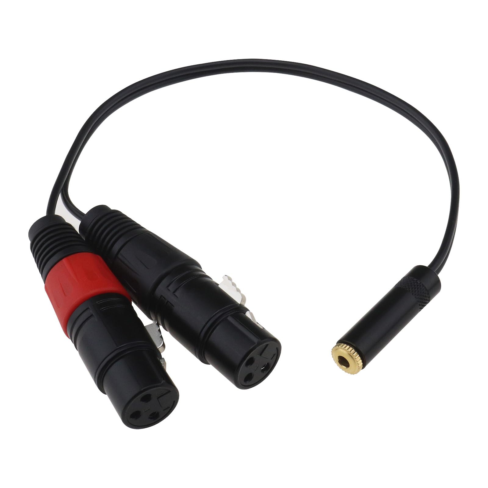 EMSea 3.5mm 1/8 Inch Female to Dual XLR Female Microphone Cable Balanced 3.5mm to 3pin Dual XLR Female Stereo Short Cord for Computers/MP3/DVD/TV/Radios 33.5cm