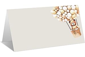 OZTEMETY B01 Bear Party Editable Seating Cards - Easy Folding, Tent Style - Pack of 25 Escort Cards
