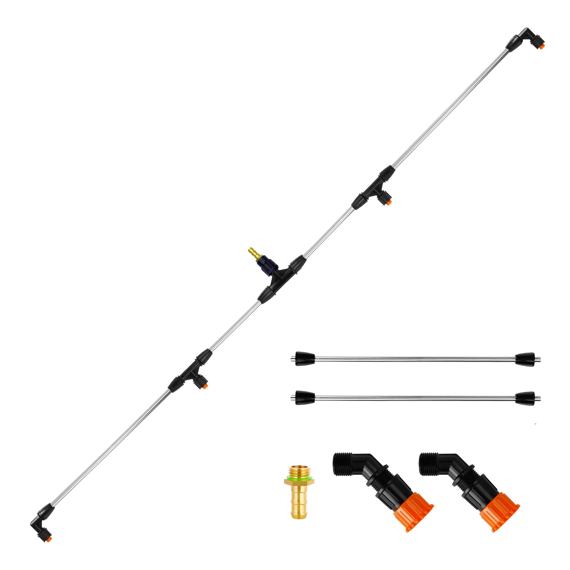 Photo 1 of 4 Nozzles Metel Boom Wand with 1/4" and 3/8" Brass Fitting, Sprayer Boom Equipped with Two Types Nozzles, Durable Metal Rods, Wide-Coverage Agricultural & Lawn Spray Attachment for Tractors/UTVs
