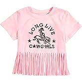 Yawtaut Girls Western Shirt Cowgirls Embroidered Country T Shirt Long Live Shirts Horseback Rider Tassel Fringe Tee Tops