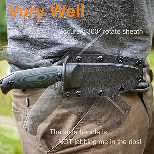 Ruike Camping Small Fixed Blade Knife with Sheath 360 Rotate, 14c28n