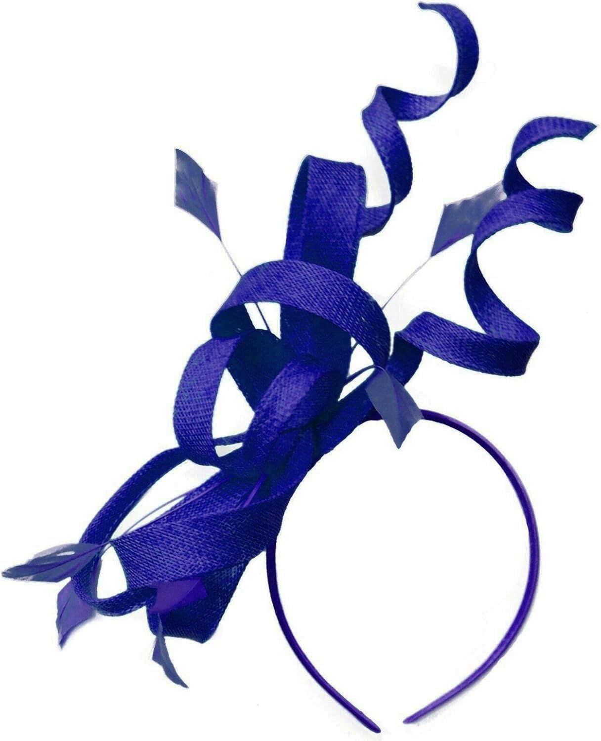 Caprilite Sinamay Headband Swirl Fascinator For Women Wedding Ascot Races (Royal Blue) — image 1