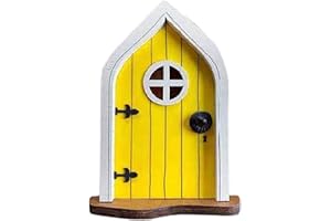 Dhinkyoung Fairy Door - Miniature Pixie & Elf Door - Enchanted Tree, Garden & Home Decor (Yellow)