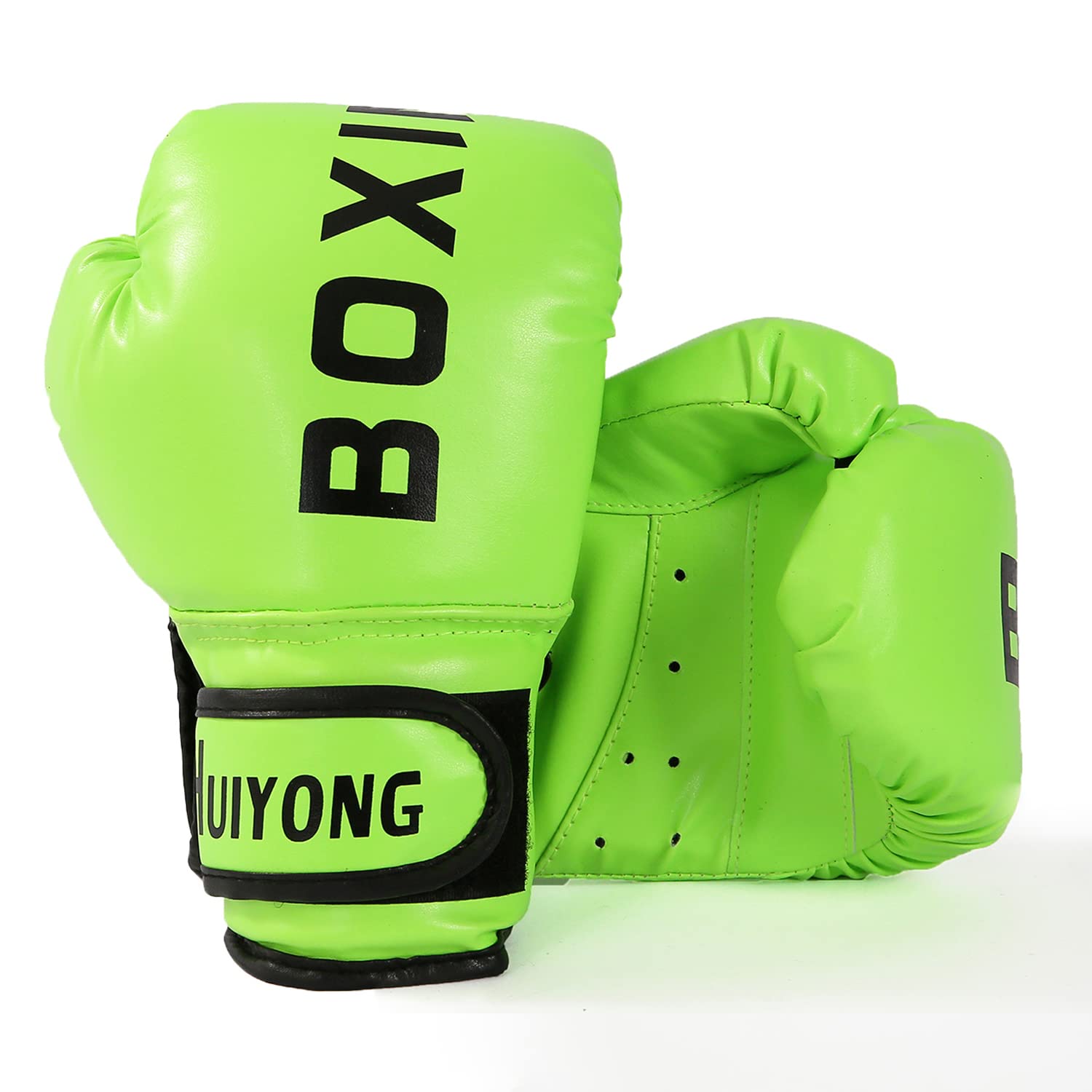 HUINING Kids Boxing Gloves, Punch Mitts MMA Gloves PU Cartoon Sparring Dajn Training Gloves, 4OZ, for Age 3-12 Years(Green))