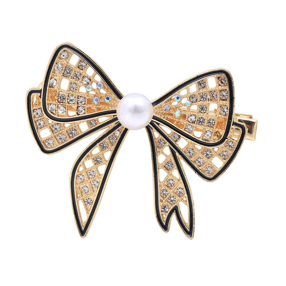 yangzerang Pearl Rhinestone Hair Bows for Girls White Hair Bows Clip Alligator Hair Clips Hair Accessories Metal Bow Snap Hair Clips Women Girls Children