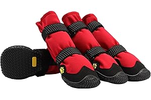 Dog Shoes, BESUNTEK Pet Dog Boots for Medium Large Dogs, Waterproof Rainproof Dog Paw Protectors with Anti-Slip Rubber Soles 
