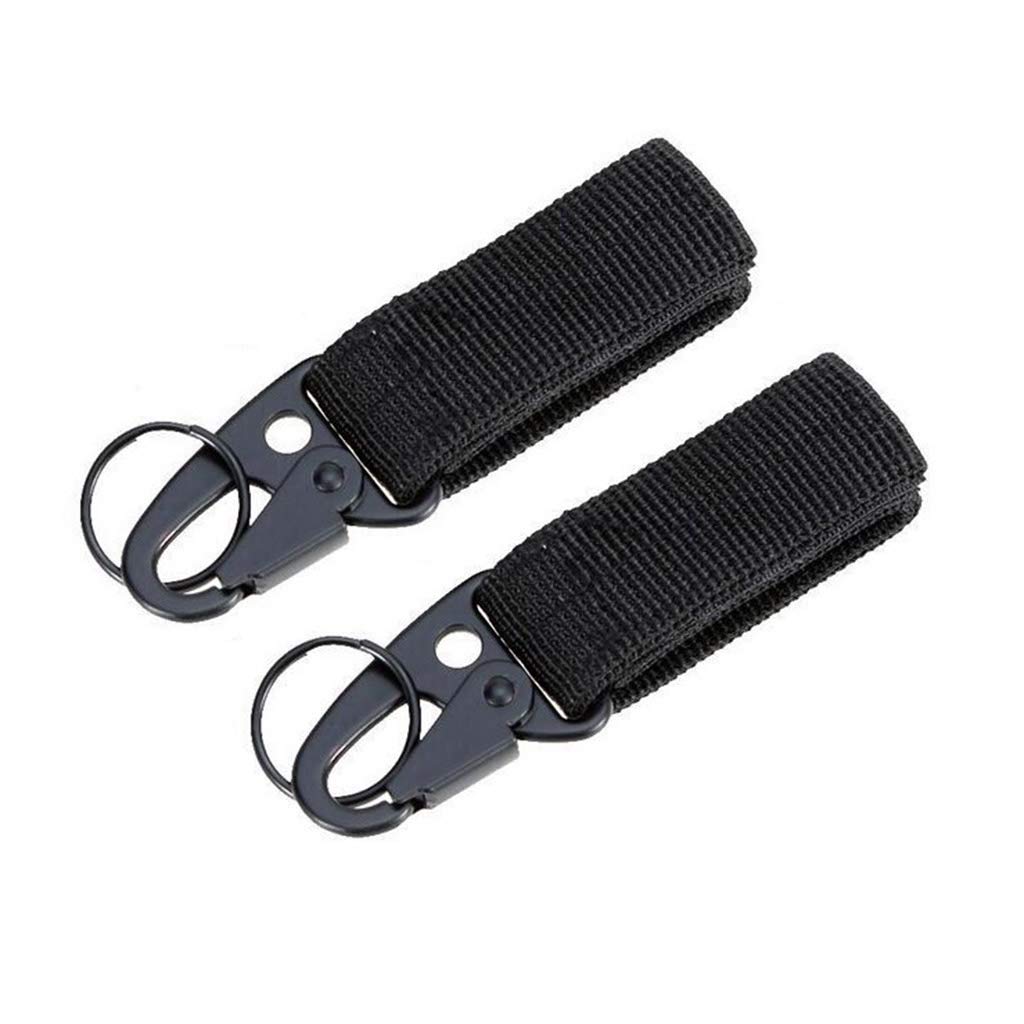 2 Pieces Carabiner, Tactical Gear Clip, Hanging Belt Hook, Backpack Keychains Buckle Key Ring Holder, Nylon Webbing Strap, for Outdoor Camping Hiking