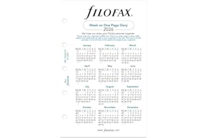 Filofax Calendar Diary Refill, Mini Size, Week on One Page, White Paper, Unruled, English, 2026 (C68126-26)