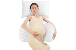 DONAMA Pregnancy Pillow Cooling for Sleeping, Detachable and Adjustable Double-Sided Support Maternity Pillow Skin-Friendly for Pregnant Women Back, HIPS, Legs(30°Slope Design Verified by Expectant Mothers)
