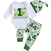 FYBITBO My First Valentines Day Baby Boy Outfits Newborn Infant Red Romper Onesie Heart Pants Hat Long Sleeve Clothes Set