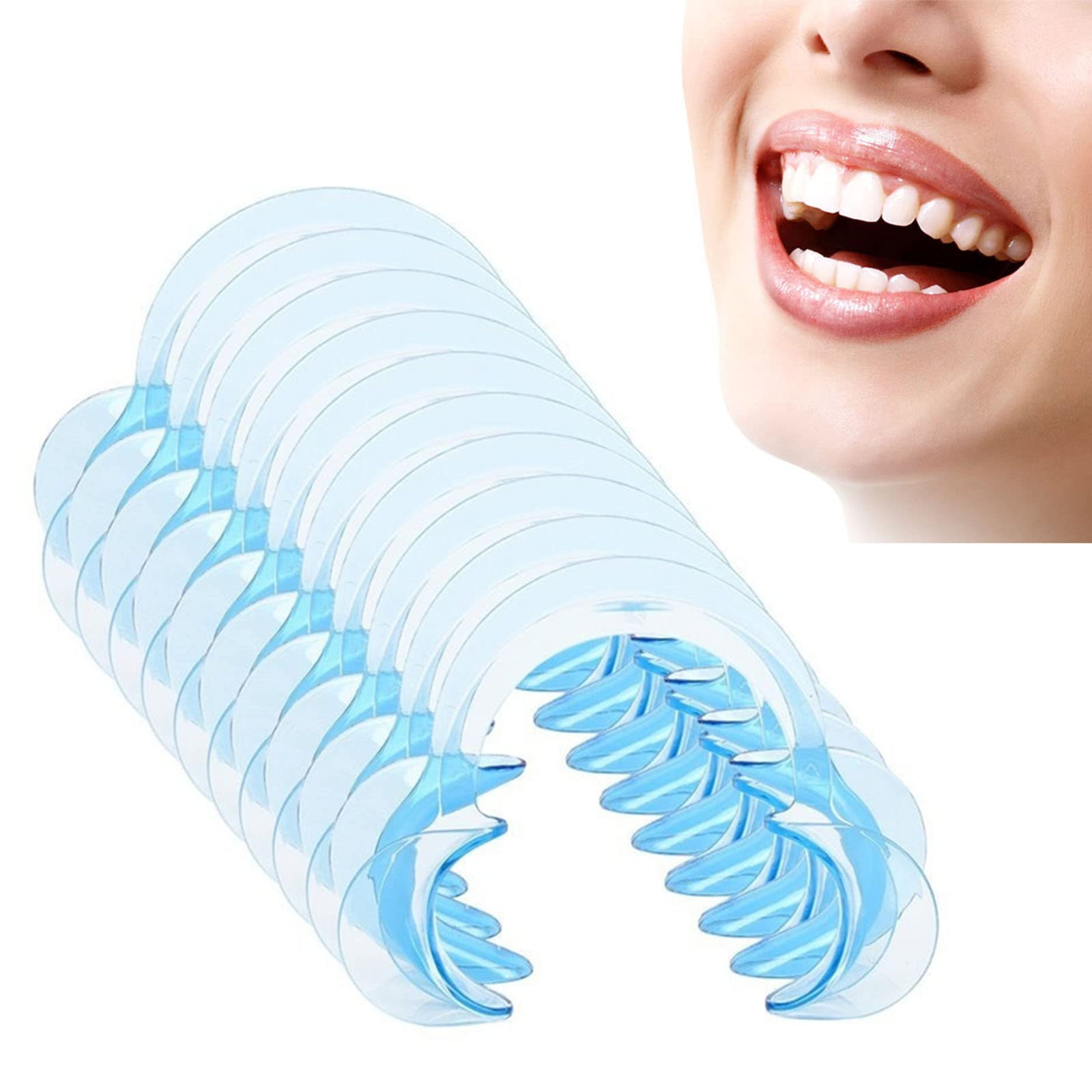 Photo 1 of 10 Pieces C-Shape Cheek Retractor, Disposable Mouth Opener for Dental Teeth Whitening Mouth Guard or Speak Out Game (Blue M)