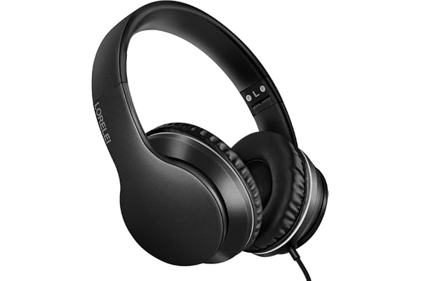 Lorelei X6 Over-Ear Headphones with Microphone, Lightweight Foldable and Portable Stereo Bass Headphones with 1.45 m Tangle-F