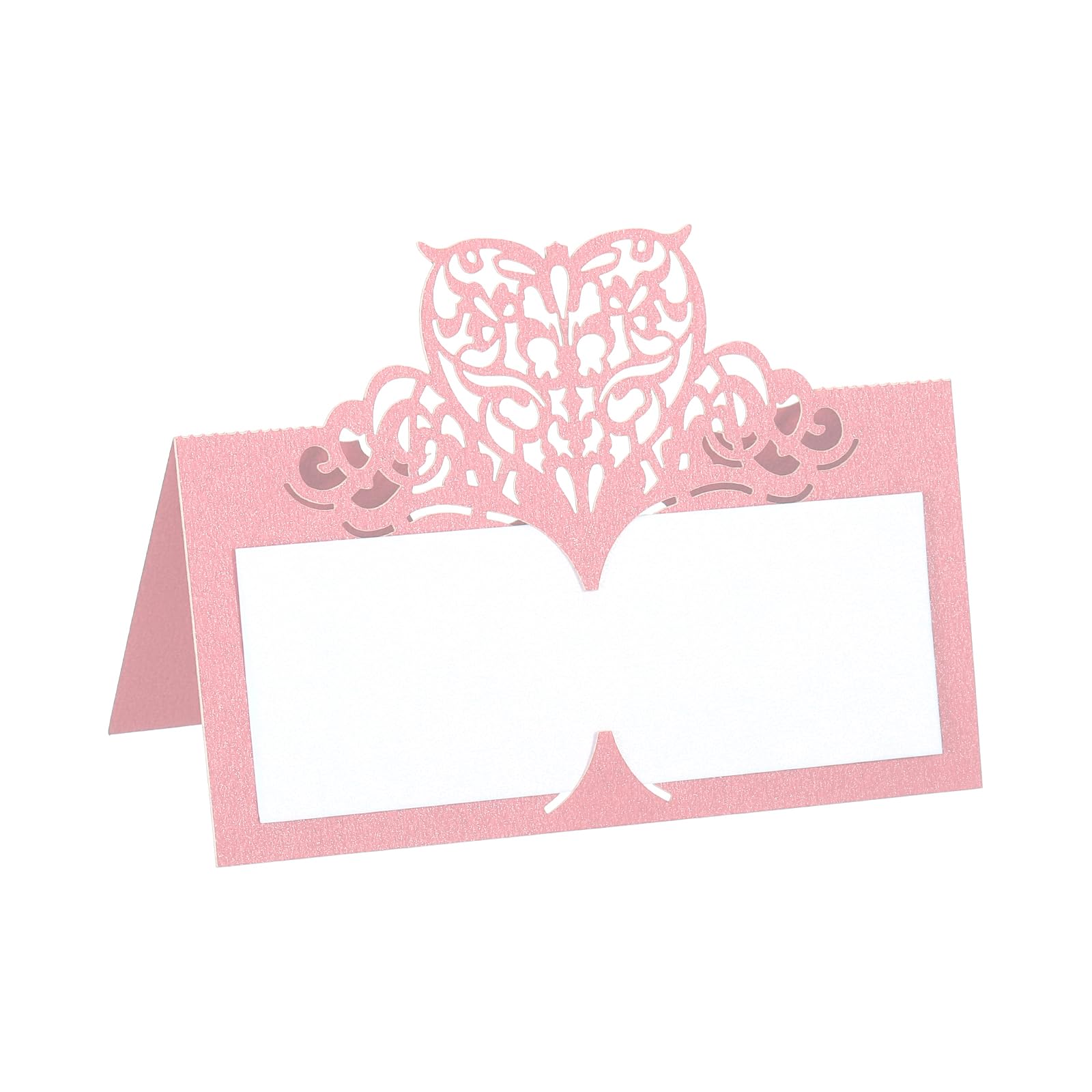 PATIKIL Table Name Place Cards,50Pcs 3.9 x 3.9inch Favor Decor Hollow Butterfly Cut Design Seat Blank Card for Wedding Party Seating Place Cards Pink