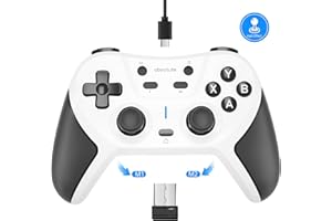 abxylute C5P Wireless Gaming Controller for PC/Switch/iOS/Android/PS3/PS4/Steam/MAC, 2.4 GHz Hall Effect Stick & Trigger - Remappable Back Buttons - Rubberized Grips Console Layout Gamepad Vibration